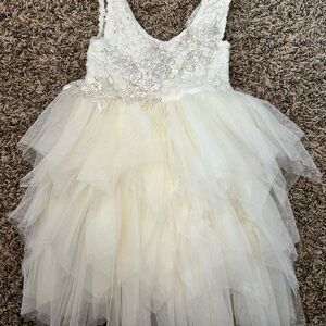Elegant Cream Lace Kids Dress